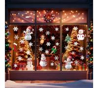 RUISPEED Snowflake and Snowman Window Clings - Winter Static Stickers for Glass, Christmas Window Decorations Without Adhesive, Holiday Decoration for Home