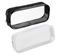 ruitao 2 PCS Clear Pencil Case Black & White | 22x4x9 cm Stylish, Practical and Transparent Pencil Case | Versatile Storage for Stationery, Toiletries, Makeup, Travel & Office Supplies