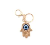 RUITASA Evil Eye Silver Hamsa Keychain Hand Fatima Protection Charm Key Holder Good Luck Keychain Car key chain with key key Ring - Amulet