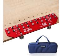 RUITOOL Shelf Pin Jig 11 Holes, Self-contained Clamping Function All Metal Shelf Pin Drilling Jig with 1/4" and 5mm Drill Bit, Shelf Hole Jig and Cabinet Hardware Jig Tool Drill Guide with Storage Bag