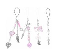 Ruittos 1-4PCS Cute Phone Charms Aesthetic Y2K Cellphone Charms Strap Pink Strawberry Butterfly Star Charm Y2K Accessories for Phone Bag Keychain Airpods Camera Pendants Decor (Style 10, 4)
