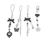 Ruittos 1-4PCS Cute Phone Charms Aesthetic Y2K Cellphone Charms Strap Pink Strawberry Butterfly Star Charm Y2K Accessories for Phone Bag Keychain Airpods Camera Pendants Decor, 15CM, Acrylic, No