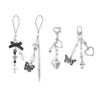 Ruittos 1-4PCS Cute Phone Charms Aesthetic Y2K Cellphone Charms Strap Pink Strawberry Butterfly Star Charm Y2K Accessories for Phone Bag Keychain Airpods Camera Pendants Decor, 15CM, Acrylic, No