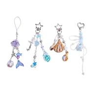 Ruittos 1-4PCS Cute Phone Charms Aesthetic Y2K Cellphone Charms Strap Pink Strawberry Butterfly Star Charm Y2K Accessories for Phone Bag Keychain Airpods Camera Pendants Decor (Shell, 4)