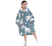 Ruiuzioong Kids Oversized Blanket Hoodie,Hooded Sweatshirt,Super Soft Warm Comfortable Blanket Hoodie (Polar bear, 7-13 Y)