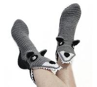 RUIWANBBY Crazy Funny Socks For Adult Kids Novelty Alligator Floor Socks Christmas Creative 3D Knit Sock Funky Shark Socks (grey wolf kids, ONE SIZE)