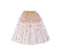 RUIWANBBY Kid Girl Halloween Costume Sparkling Sequins Mesh Tulle Cape Glitter Princess Cloak Role-Playing Party Cosplay Outfit (Light Pink Gold Big Star, XL)