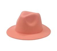 RUIWANBBY Kids Classic Wide Brim Fedora Hat Fedora Trilby Straw Sun Protection Hat Beach Hat Boys Girl Cowboy Felt Panama Cap (Flesh Pink, 4_years-10_Years)