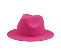 RUIWANBBY Kids Classic Wide Brim Fedora Hat Fedora Trilby Straw Sun Protection Hat Beach Hat Boys Girl Cowboy Felt Panama Cap (Rose Red, 4_years-10_Years)