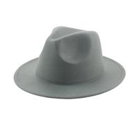 RUIWANBBY Kids Classic Wide Brim Fedora Hat Fedora Trilby Straw Sun Protection Hat Beach Hat Boys Girl Cowboy Felt Panama Cap (Gray, 4_years-10_Years)