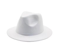 RUIWANBBY Kids Classic Wide Brim Fedora Trilby Straw Sun Protection Hat Beach Hat Boys Girl Cowboy Felt Panama Cap (White, 4_years-10_Years)
