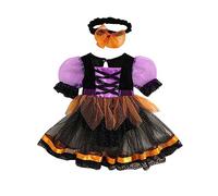 RUIWANBBY Newborn Baby Girl Halloween Lace Tutu Dresses Puff Short Sleeve Tulle Patchwork Romper Dress with Headband Party Outfit (Black, 18-24 Months)