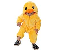 RUIWANBBY Toddler Baby Boy Girl Halloween Cute Monster Animal Costume Fuzzy Warm Hooded One-Piece Romper Zip-Up Cosplay Jumpsuit (C-Yellow Chicken, 9-12 Months)