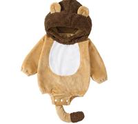 RUIWANBBY Toddler Baby Halloween Cute Monster Animal Costume Fuzzy Warm Hooded Romper Zip-Up Cosplay Jumpsuit for Boy and Girl (C-Khaki, 1-3 Months)