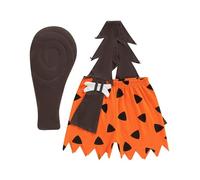 RUIWANBBY Toddler Little Boy Girl Caveman Costume Sleeveless Stone Age Outfit Bone Stick Halloween Cosplay Party 2 Pcs Set (Orange, 4-5T)