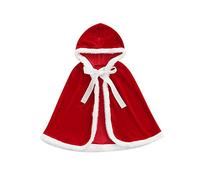 RUIWANBBY Toddler Little Girl Christmas Costume Santa Claus Robe Hooded Cloak Velvet Cape Poncho for Xmas Party Cosplay Event (B-Red, 4-5T)