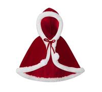 RUIWANBBY Toddler Little Girl Christmas Costume Santa Claus Robe Hooded Cloak Velvet Cape Poncho for Xmas Party Cosplay Event (Red, 2-3T)