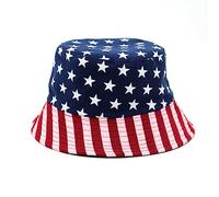RUIWANBBY Women Men Independence Day Bucket Hats Double-Side-Wear Fourth of July American Flag Fisherman Unisex Casual Sun Hat (Red Blue, ONE Size)