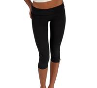 RUIWANBBY Women's Casual Side Slit Capri Pants Solid Color Slim Fit Knee Length Yoga Leggings Y2k Going Out Cropped Bottoms (Black, S)
