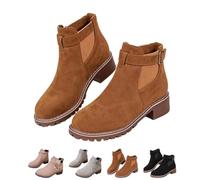 RuiWise Women's Chunky Low Heel Ankle Boots Buckle Strap For Fall Winter