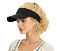 RUIXIA 12 Inch Ponytail Baseball Cap with Hair Extensions for Women, Curly Wavy Visor Hat with Attached Synthetic Hair Adjustable Sun Visor Hat with Ponytail Wig for Daily Wear & Outdoor Sports
