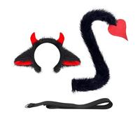 RUIXIA 2 Pieces Yaks Fancy Animal Costume Set, Yak Ear Devil Headband and Flexible Long Tail Cute Animal Hairband & Tail Accessory Kit for Adults Kids Dress Up Halloween Carnival Cosplay