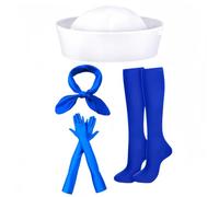 RUIXIA 4Pcs Women Sailor Costume Accessories Set Navy Yacht Captain Costume Kit Includes Ship Sailor Hat Scarf Gloves Socks for Halloween Nautical Cosplay Themed Party Dress Up