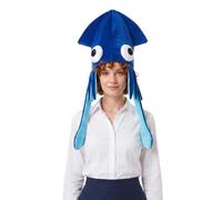 RUIXIA Adults Funny Octopus Squid Hat Plush Sea Animal Tentacle Costume Cap Novelty Headwear for Halloween Cosplay Stage Party (Blue)