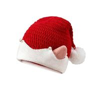 RUIXIA Christmas Knitted Elf Hat with Pearl Accents Warm & Funny Pom Beanie Cute Xmas Party Knit Cap Holiday Santa Hat New Year Xmas Party Gift Accessory for Adult Women & Men
