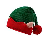 RUIXIA Christmas Knitted Elf Hat with Pearl Accents Warm & Funny Pom Beanie Cute Xmas Party Knit Cap Holiday Santa Hat New Year Xmas Party Gift Accessory for Adult Women & Men
