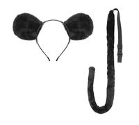 RUIXIA Cosplay Mouse Ears Headband and Tail Set Cute Plush Animal Dress Up Set with Ears Hairband &Tail Mouse Fancy Dress Costume Kit Accessories for Adult Kids Halloween Carnival Party Supplies