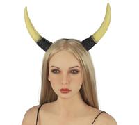 RUIXIA Gothic Devil Horns Halloween Headband Buffalo Goat Horns Demon Horn HairHoop 3D Animal Fancy Dress Horn Headwear Cosplay Party Headpiece Dress Up Hair Accessories Photo Props