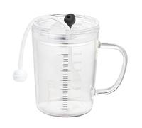 RUIXIA Graduated Milk Cup Coffee Cup Drinking Jars Straw Mug with Lid Handle Milk Tumbler with Scale Household Microwave Straw Glass