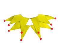 RUIXIA Halloween Jester Clown Collar with Pompoms for Women Men Renaissance Ruffled Neck Piece Cosplay Party Carnival Collars (Yellow)
