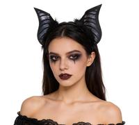 RUIXIA Handmade Faux Fur Bat Ears Headband Lightweight Soft Adjustable Animal Headpiece Funny Y2K Headwear for Women Cute Halloween Masquerade Fancy Party Cosplay Costume Accessories (Black)