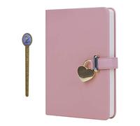 RUIXIA Heart-Shaped Lock Leather Journal - Vintage Secret Diary Notebook with Key, 320 Lined Pages A5 Writing Notebook Travel Writing Notepad for Women, Girls Gift