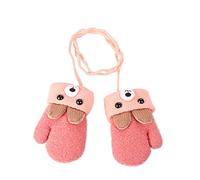 RUIXIA Kids Winter Knitted Gloves Cute Cartoon Bear Hang Neck Mittens Newborn Baby Warm Mitten Thicken Cashmere with Rope Mitten Thermal Full Finger Wrist Glove Boy Girl 0-3Y Gift