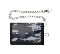 RUIXIA Men Boys Camouflage Trifold Canvas Wallet with Anti-Lost Chain Tactical Style Purse with Zipper Coin Pocket & Card Slots for Teens Adults Daily Outdoor Travel