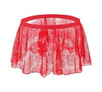 RUIXIA Men's Sheer Mesh Lace Mini Skirt Cross-Dressing Sissy See Through Flared Short Skirt for Lingerie Gay Party Clubwear