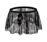 RUIXIA Men's Sheer Mesh Lace Mini Skirt Cross-Dressing Sissy See Through Flared Short Skirt for Lingerie Gay Party Clubwear