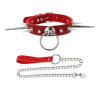 RUIXIA Women Men’s Punk Spike Faux Leather Choker with Leash Set Gothic Silver Metal Ring Stud Neck Collar Alternative Rock Emo Y2K Festival Cosplay Neckwear Jewellery