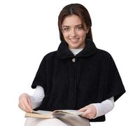RUIXIA Womens Warm Faux Fur Shoulder Shawl Cape Cozy Soft Poncho Cape Coldproof Neck Back Warmer Casual Plush Shoulder Cover Black