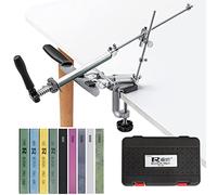 RUIXIN PRO RX-009 Professional Knife Sharpener with 9 Whetstones, 360° Rotation Flip Design Fixed-Angle Stainless Steel Kitchen Chef Knife Sharpening Kit Abrasive Holding System Tools