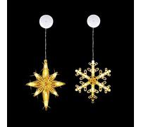 ruixinxin 2 Pack Christmas Indoor Window Light Decoration with Suction Cup, Backdrop String Lights for Outdoor Indoor Home Bedroom Wedding Party Holiday Wall, 1 Snow 1 Polaris Shaped,Warm White