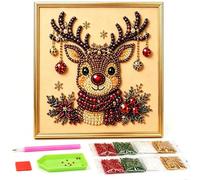 ruixiwei Christmas Pearl Diamond Painting Art Kit, Reindeer 20x20 Cm, DIY Craft for Adults, Home Wall Decor, Adds a Sophisticated, Dimensional Look to Any Wall or Shelf During the Holiday Season.