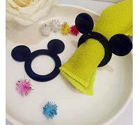 RUIXUAN Acrylic Mickey Napkin Rings, Set of 12 PCS, Black, Cartoon Shape, Modern Style, Polished Finish, 2.7 x 2.2 inches, Perfect for Parties and Weddings