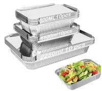 RUIXUE 30 Pieces Disposable Aluminium Foil Trays, 2250ml, 1100ml and 800ml Multi-Size Reusable Aluminium Dishes for Cooking and Roasting.