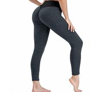 Ruixue TIK Tok Leggings Butt Lift, Womens High Waisted Yoga Pants Tummy Control, Scrunch Honeycomb Leggings Anti Cellulite Leggings for Workouts Yoga Pants, Black-2, M