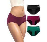 RUIXUE Women Period Pants, Cotton Menstrual Underwear for Women, Heavy Flow Postpartum Leakproof Knickers Extra Protection Pack of 3