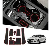 Ruiya Compatible with 2014-2019 VW Golf 7 GTI R GTI GTE R Car Rubber Mats, Golf 7 Car Mats Door Slot Mat Car Armrest Drink Holder Mat Centre Console Non-Slip Mats Golf 7 Accessories Rubber Mats